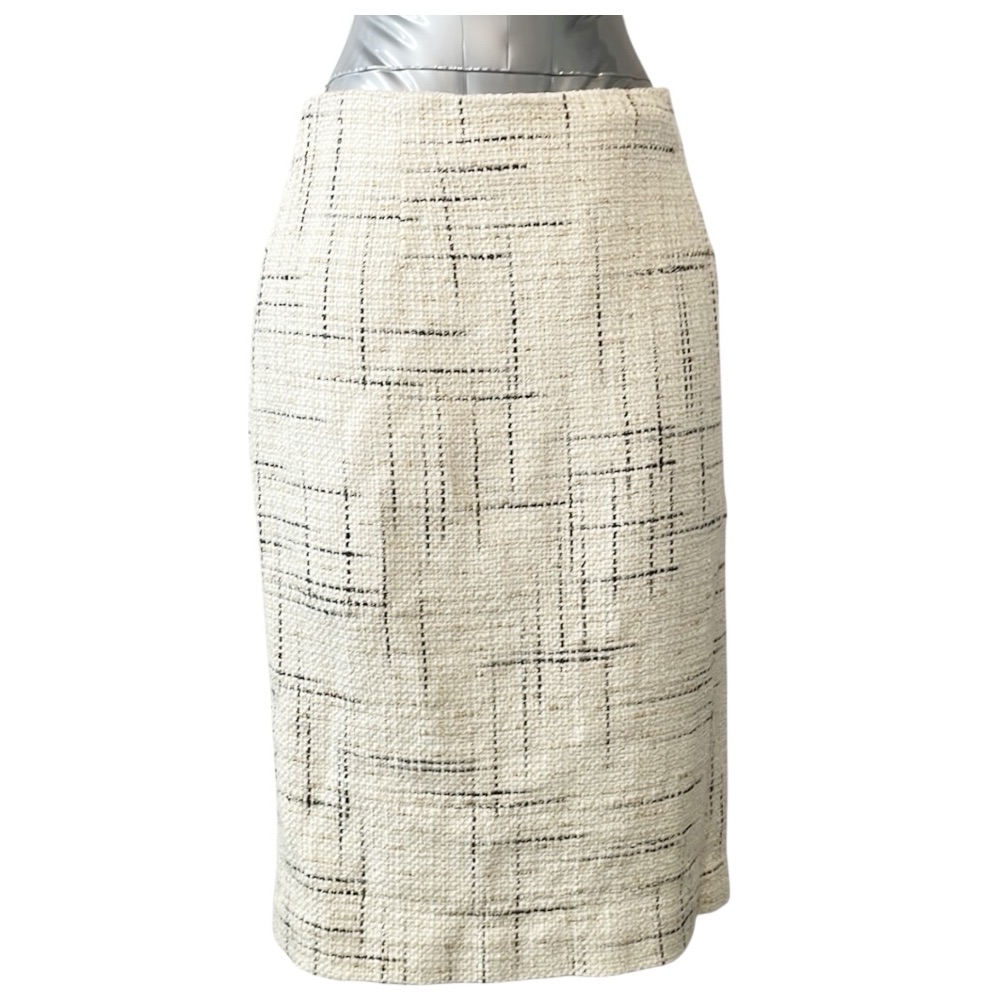 Garfield & Marks Skirt Size 8 Cream Black Tweed Career Pencil Made Usa